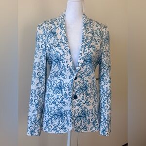 Splash Elegant Blue and White Tuxedo Blazer